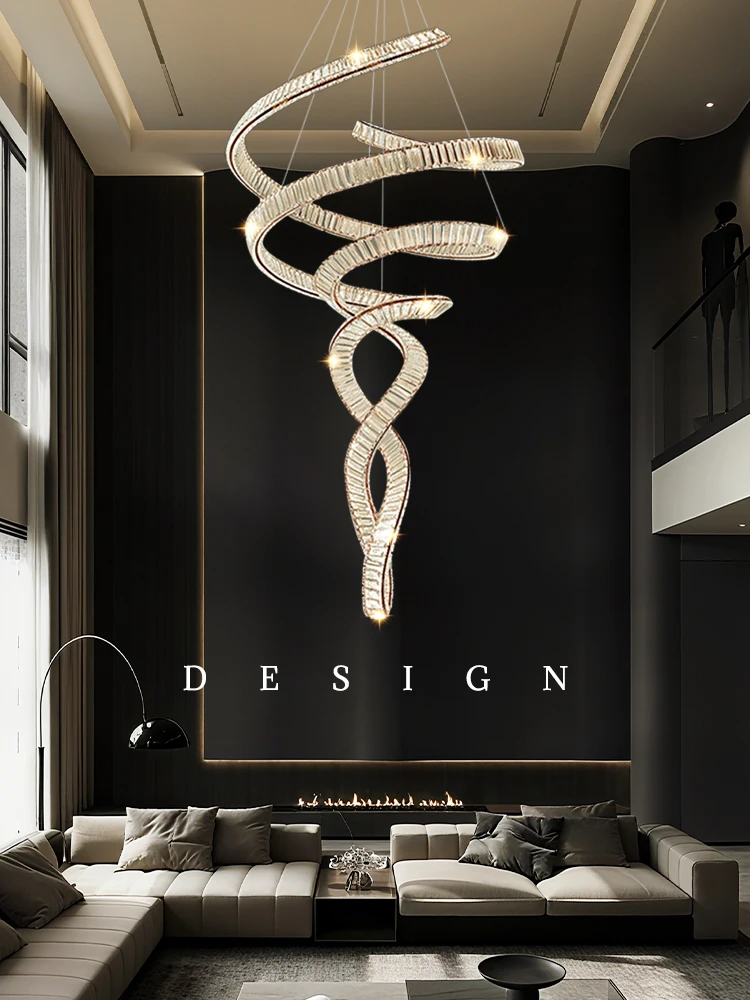 

Скандинавский простой подвесной светильник для гостиной, высокое качество, хрустальные люстры в вестибюле, дуплекс, подвесной светильник в стиле лофт, люстра для зала виллы