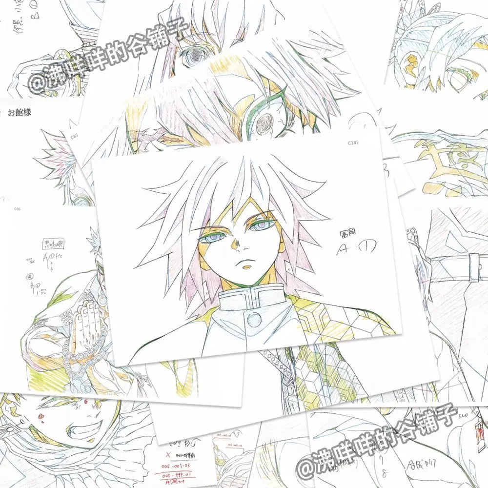 Demon Slayer Line Draft-ansichtkaart Tomioka Giyuu Kamado Tanjirou Anime Perifere herdenkingskaart 24 vellen Niet-herhalend