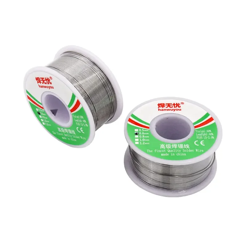 Fio de solda Rosin Core Tin Solder Wire, Welding Flux, 1.5-2.0% Iron Wire, Reel Diameter, 0.5mm, 0.6mm, 0.8mm, 1mm, 1.2mm, 100g, 60 milímetros, 40