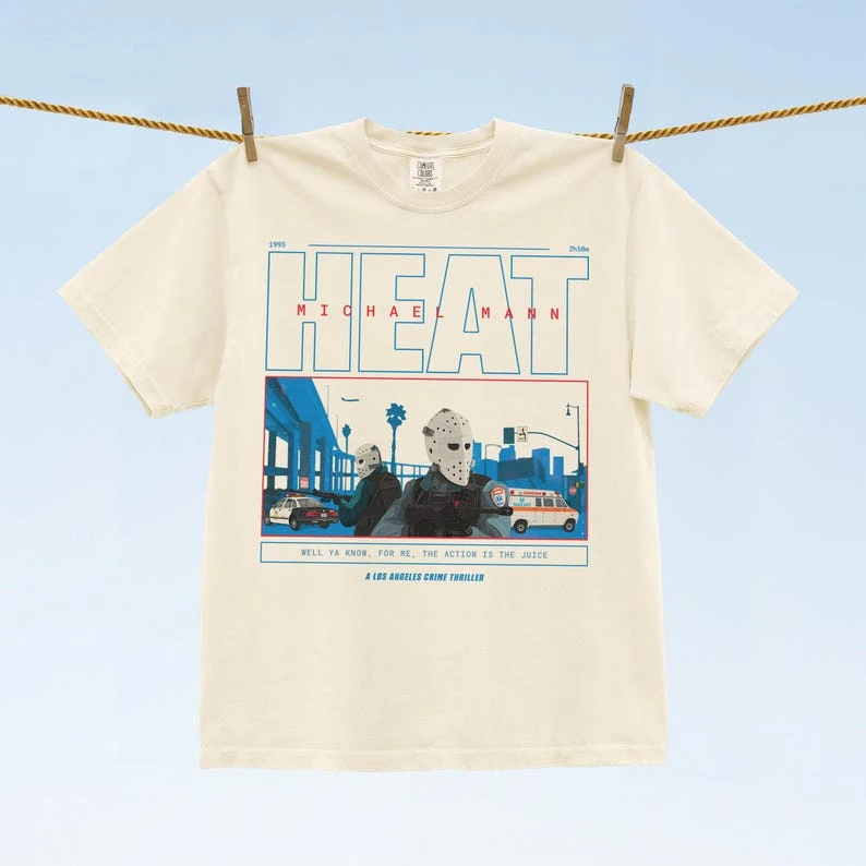 Retro 90s Action Movie Graphic Tee_ Los Angeles Bank Robbery Film Heat Tshirt Cotton Oversized Unisex T Shirt Streetwear Trendy