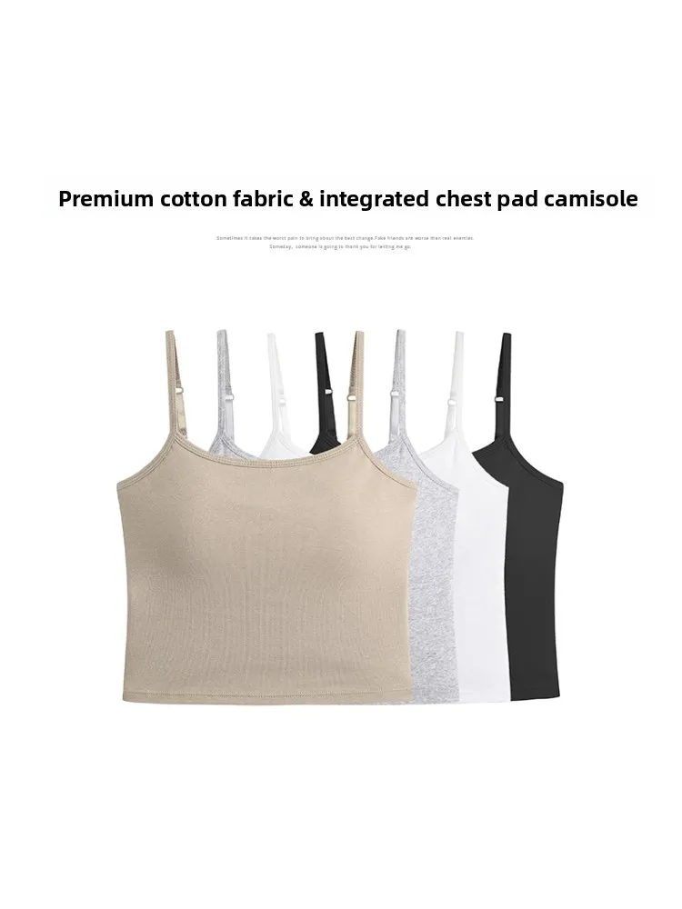 

Летний цельный топ-майка с подкладкой на груди для женщин больших размеров, универсальный, красивый, с бретельками, в корейском стиле, облегающий крой