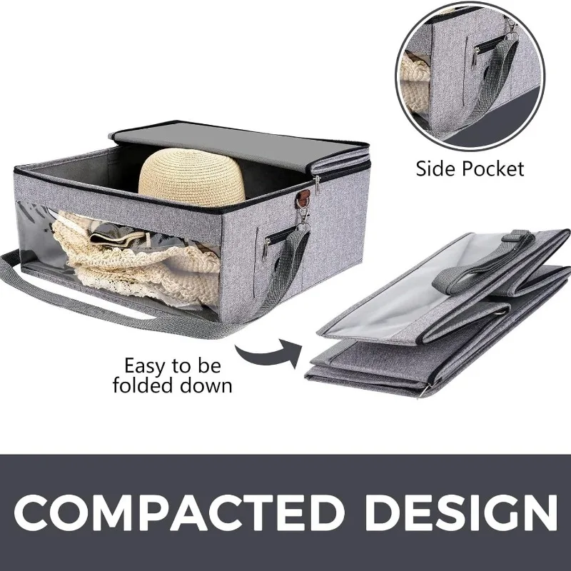 Fabric Hat Storage Box Foldable Visible Travel Organizer with Portable Shoulder Dustproof Storage Case