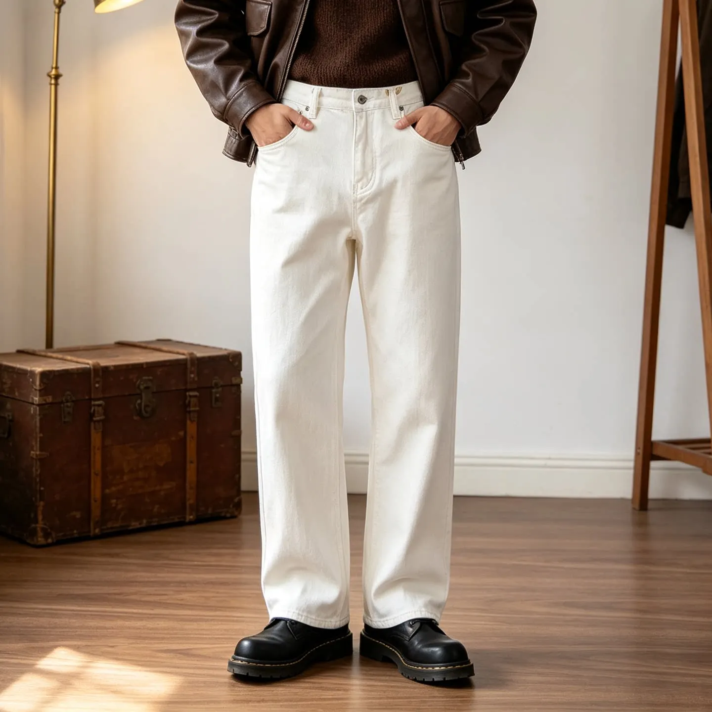 2026 Autumn New American Retro Wear-resistant Slight Stretch Jeans Men's Fashion 98% Cotton Washed Loose Straight Casual Pants