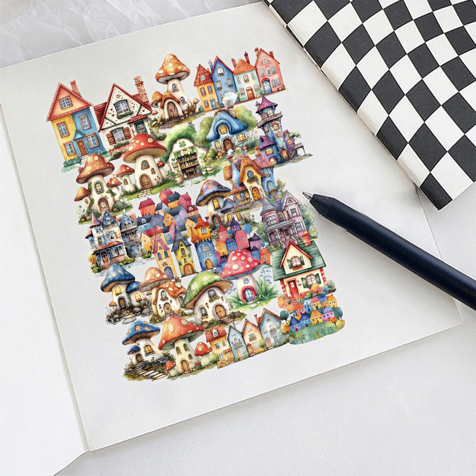 50Pcs Whimsical House PET Stickers, Mushroom Cottage Clear Decals, Stickers for Journal Scrapbooking Laptop Luggage DIY Decor
