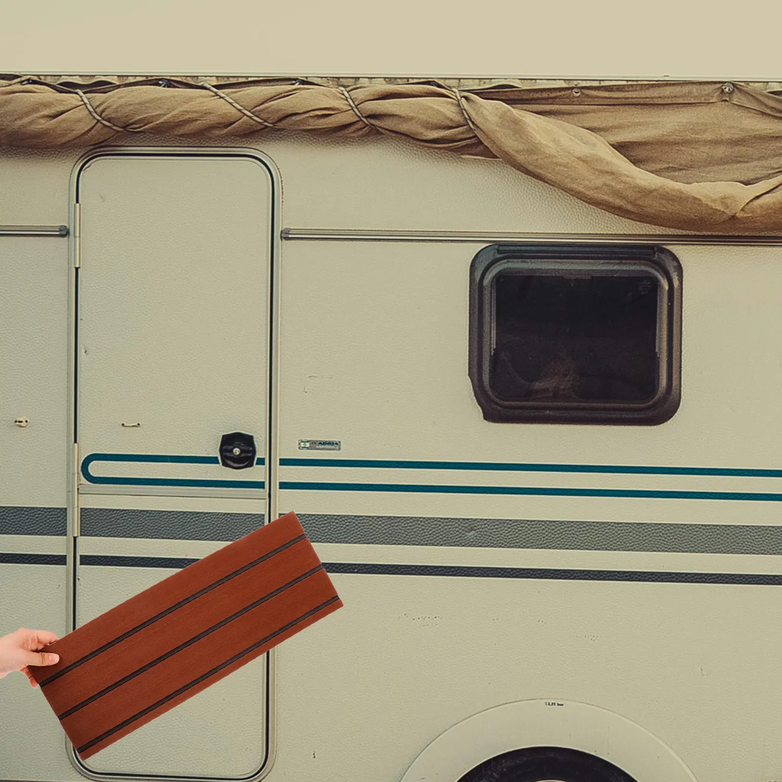 

Rv Durable Non Slip Stair Mat Adhesive Camper Step Cover Safety Replacement for Rv Stair Treads Accessories Camper Step Covers