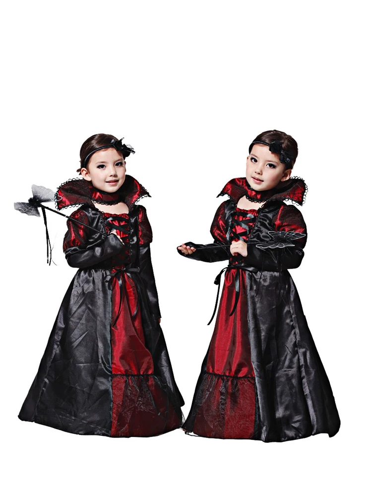 Disfraces familiares de Halloween, trajes de Cosplay de vampiro Drácula con capas de vampiro, Cosplay de fiesta para niños, ropa de bruja, trajes de escenario