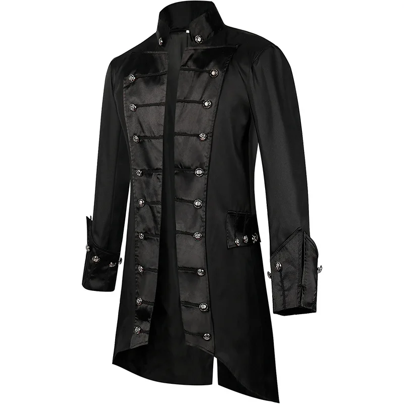 Robe de performance de manteau punk de la Renaissance médiévale pour hommes, robe gothique rétro, costume de cosplay d'Halloween, 2023