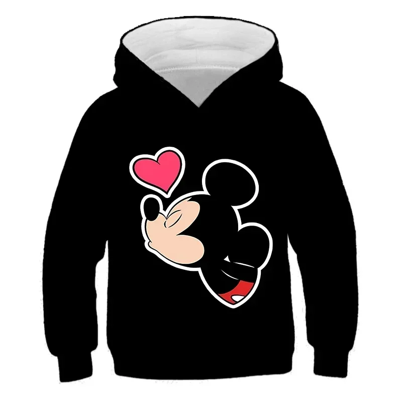 

Autumn/Spring Children's Disney Minnie Mouse Hoodie Boys' Graphic Long Sleeve Kids' Loose Casual Top Girls Soft Daily Sweatshirt