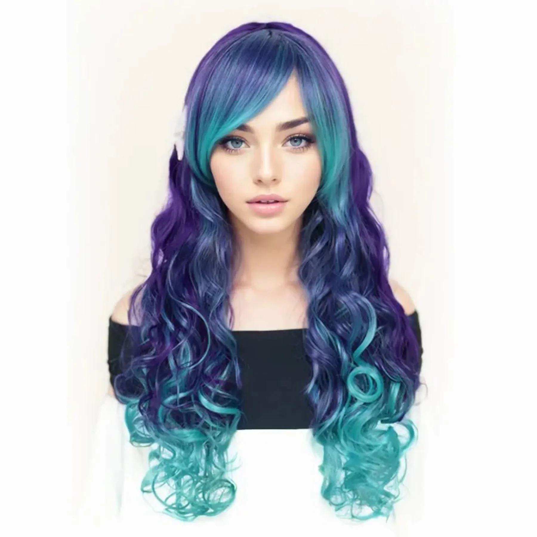 

Synthetic Hair Mermaid Costume Wig Long Wavy Curly Wigs Beautiful Green Blue Purple Wig for Women Halloween Party Heat Resistant