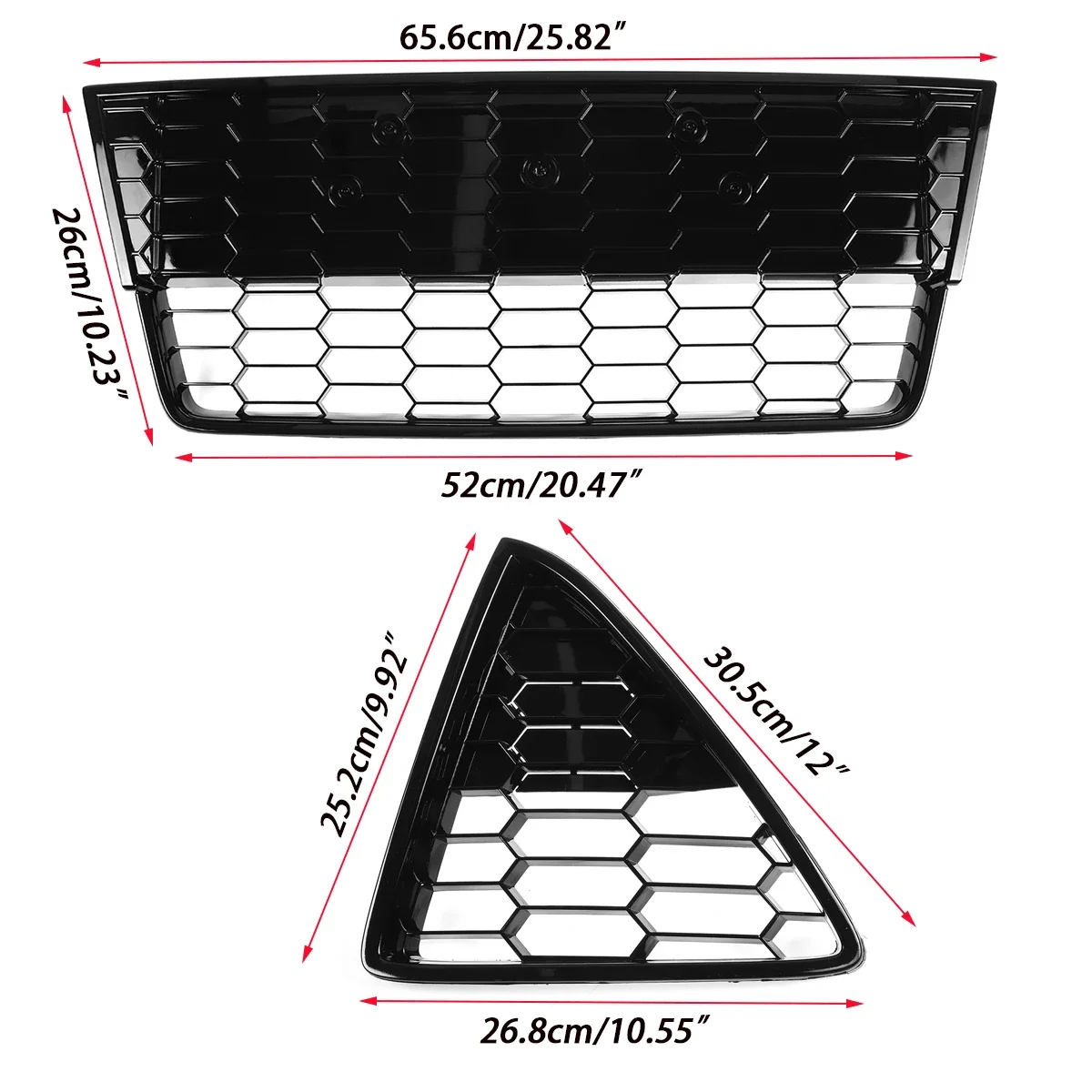 3PCS Car Front Bumper Lower Grille Racing Grills Honeycomb Mesh Zetec S Style For Ford Focus For Estate MK3 2012 2013 2014