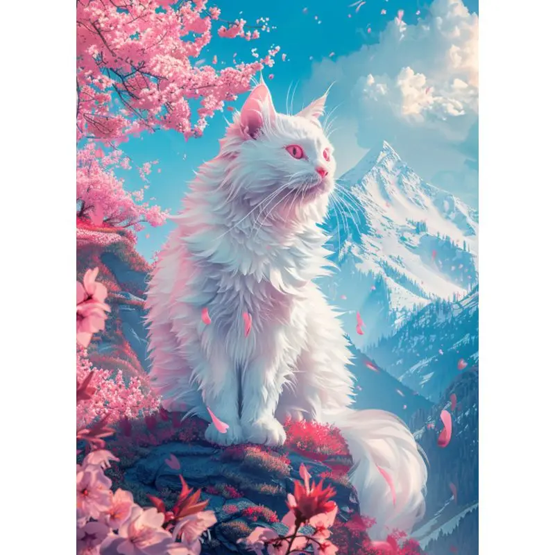 

GATYZTORY Cat Painting By Numbers Paint Kit Drawing Canvas Art Snow Mountain Landscape Painting Numbers Home Decoration