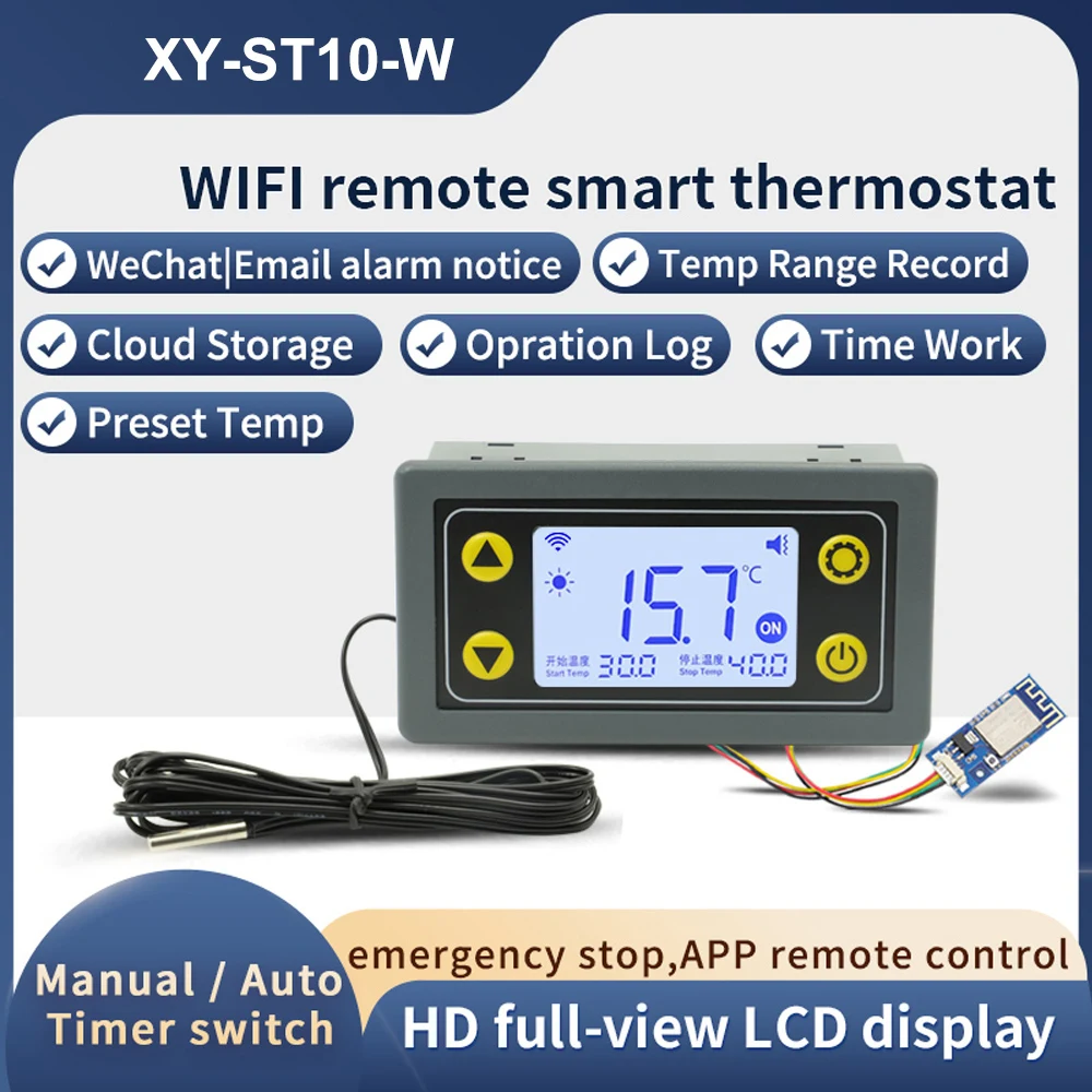 ST10 WIFI Digital Temperature Controller Centigrade Thermostat with Sensor Relays for Refrigerator Fermenter