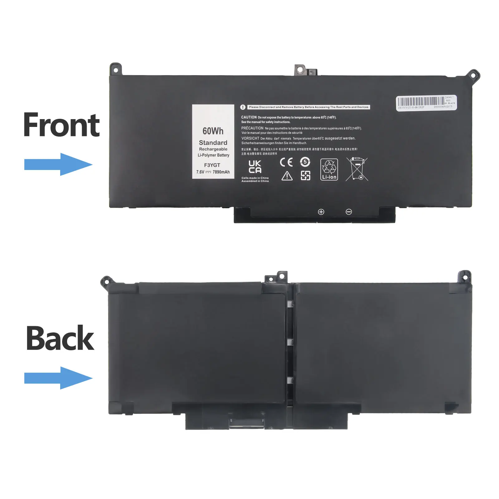 Oyomba F3YGT Laptop-Akku für Dell Latitude E7280 E7480 E7290 E7390 E7490 Latitude 12 7000 7280 7290 DM6WC 2X39G KG7VF V4940 – Detail 3