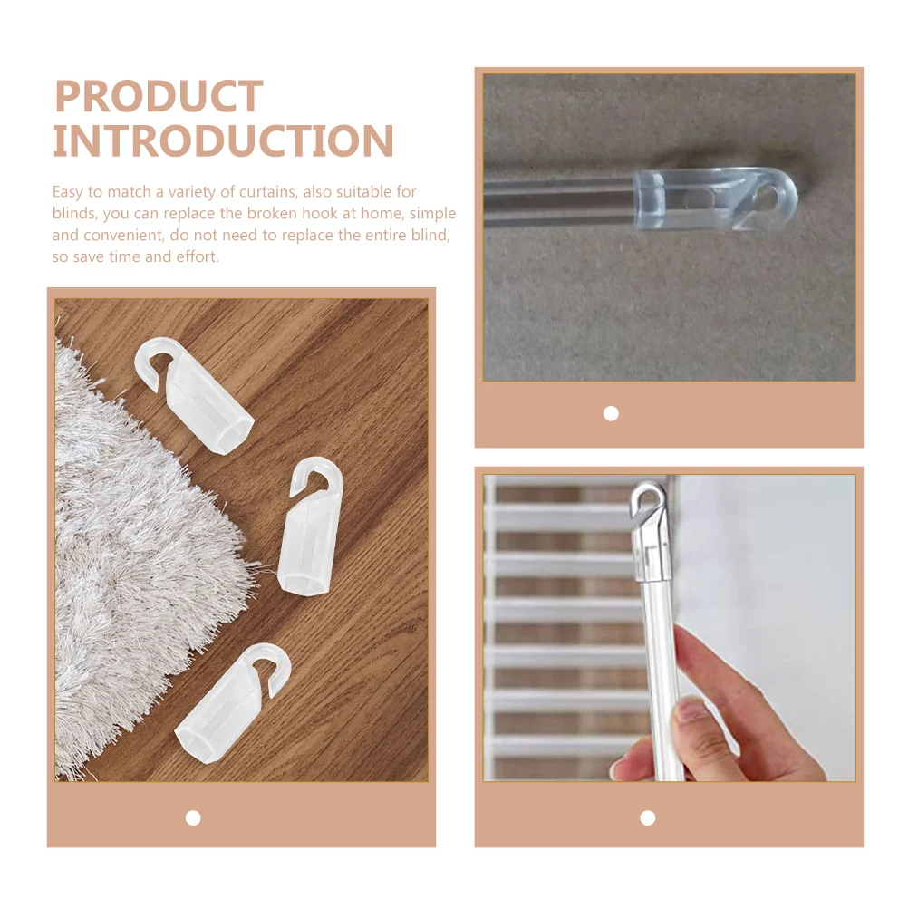 

24 Pcs Curtain Rod Accessories Pole Hooks Window Blinds Replacement Parts Clear Plastic Vertical Wand for