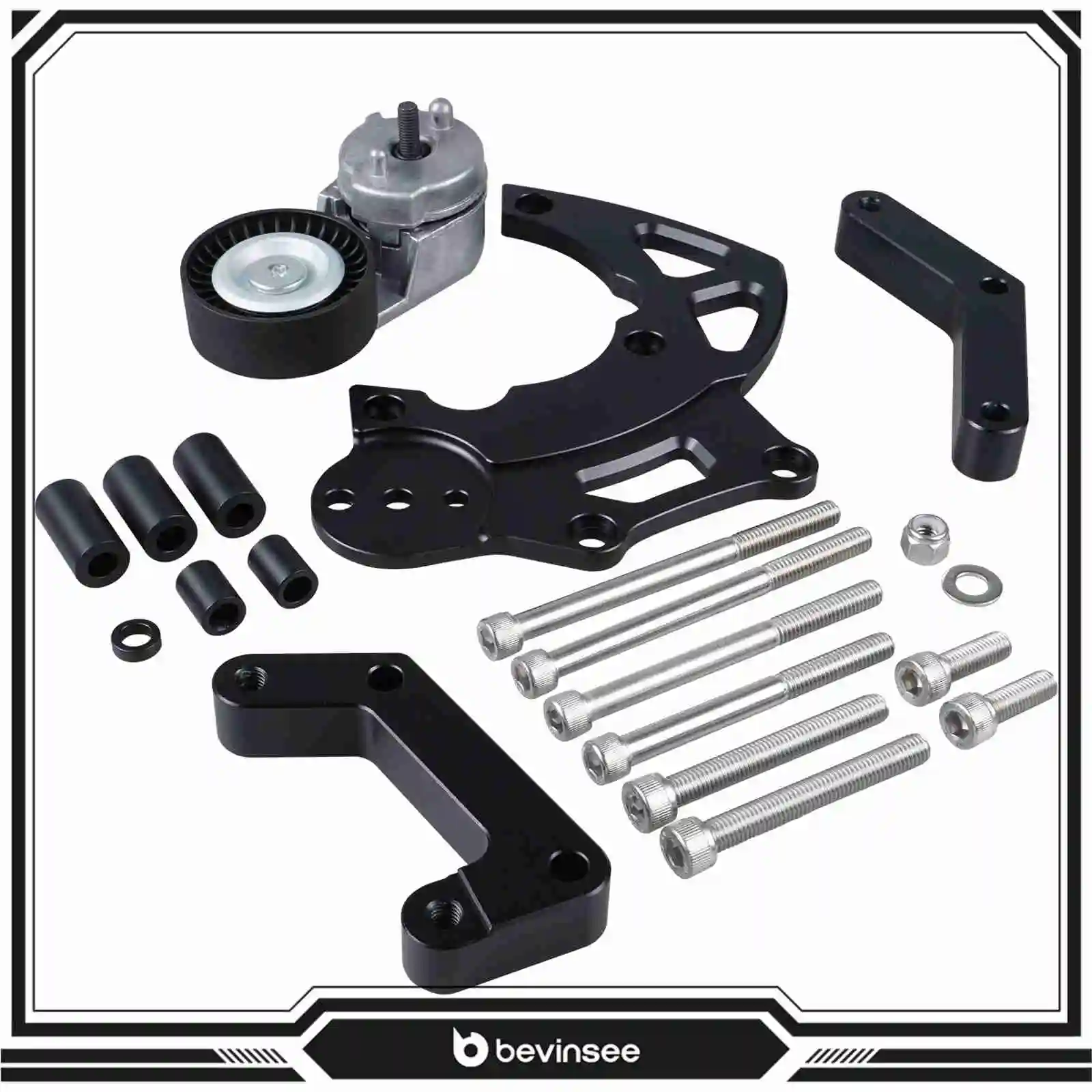 

For LS R4 A/C Air Conditioner Compressor High Mount Bracket w/Tensioner Kit for Chevrolet GMC SUV Truck LSX Engines 1999-2013