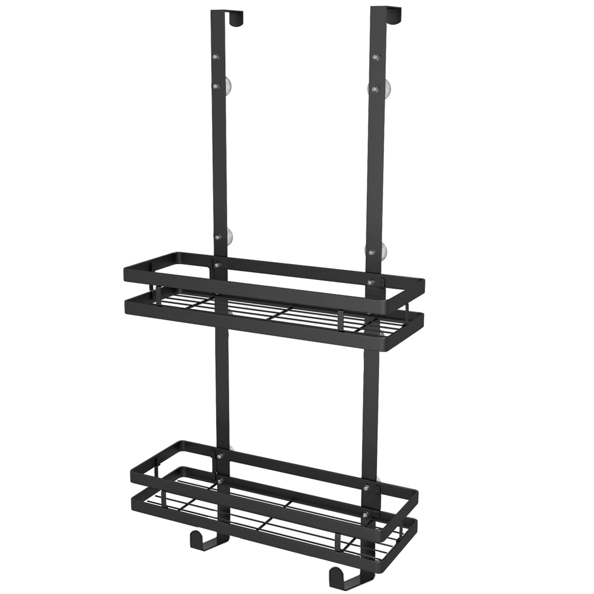 Bathroom Caddy Hanging Shelf with Hook Suction Cups Stainless Steel Hanging Door Shower Rack Rustproof Hanging Shower Caddy Rack