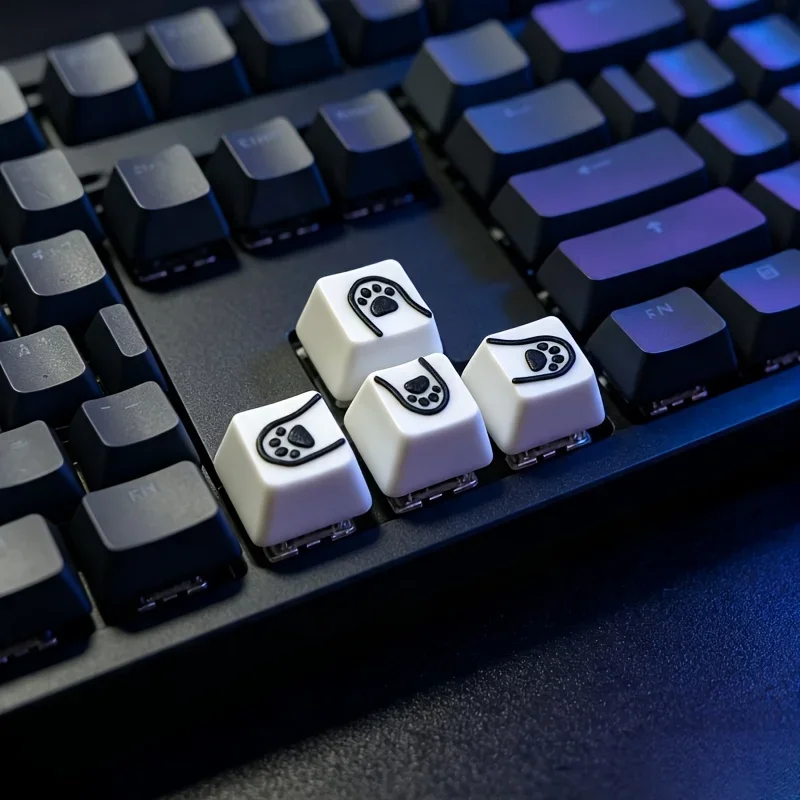 3D Printed Cat Paw Keycaps 4Pcs, Durable Cross Shaft Key Caps for Gaming Keyboard Enthusiasts