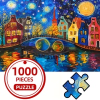 Adult Jigsaw Puzzle 1000pcs Starlight Bridge Art Painting Paper Puzzles Thanksgiving Christmas Gifts 70x50CM(27.56x19.69in)