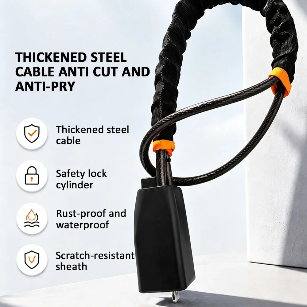 Car Steering Wheel Lock With Seat Belt Socket Steel Rope For Truck SUV Van RV With 3 Keys Universal Anti Theft Protection Device