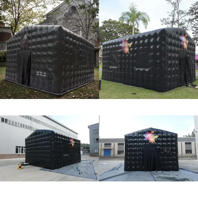 BINSPAPO Durable 6x6x4.1m PVC Air Cube Tent Outdoor Event Inflatable for Nightclub Party or Backyard Includes Blower