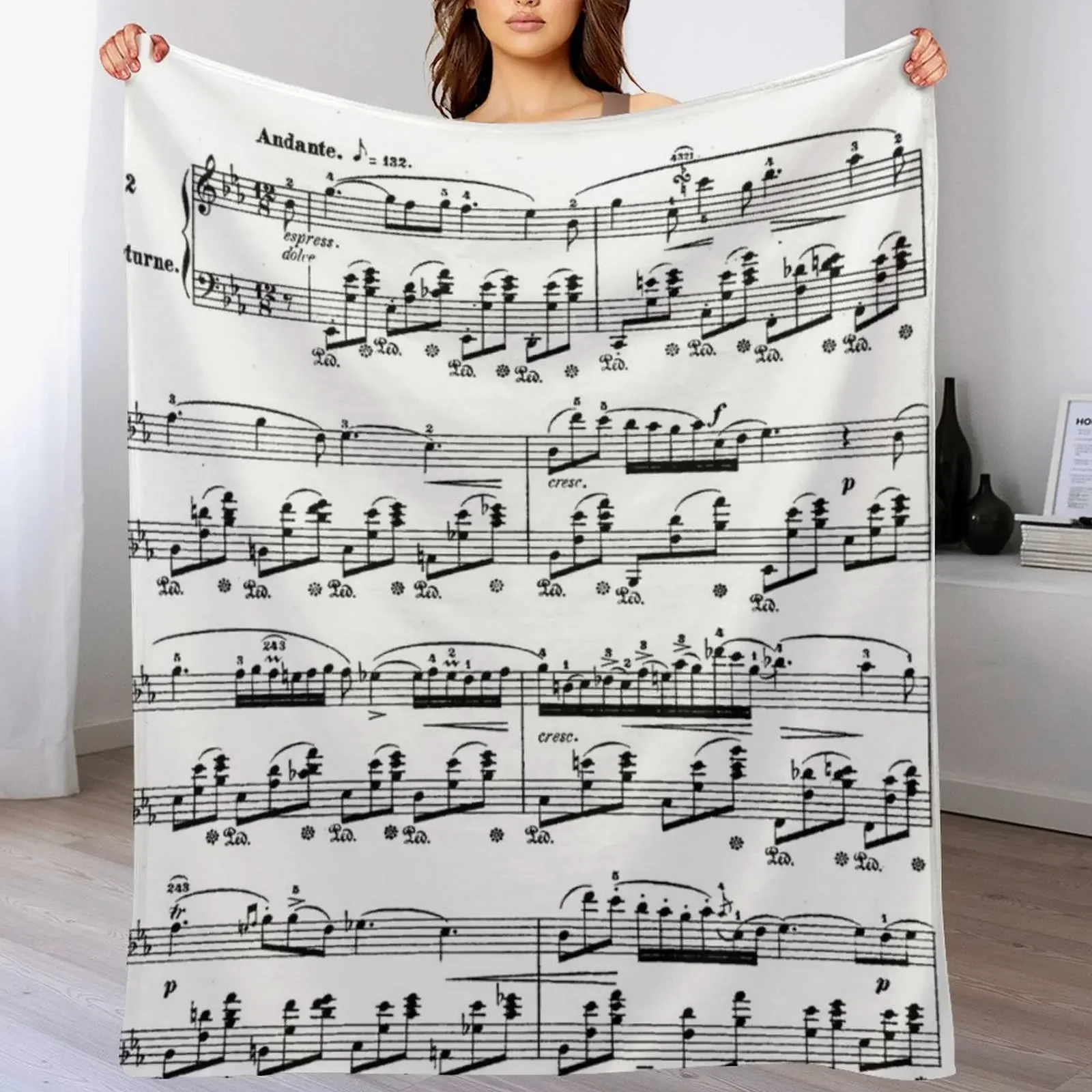 Chopin Nocturne Throw Blanket Warm Cozy Throw Blanket for Living Room Couch