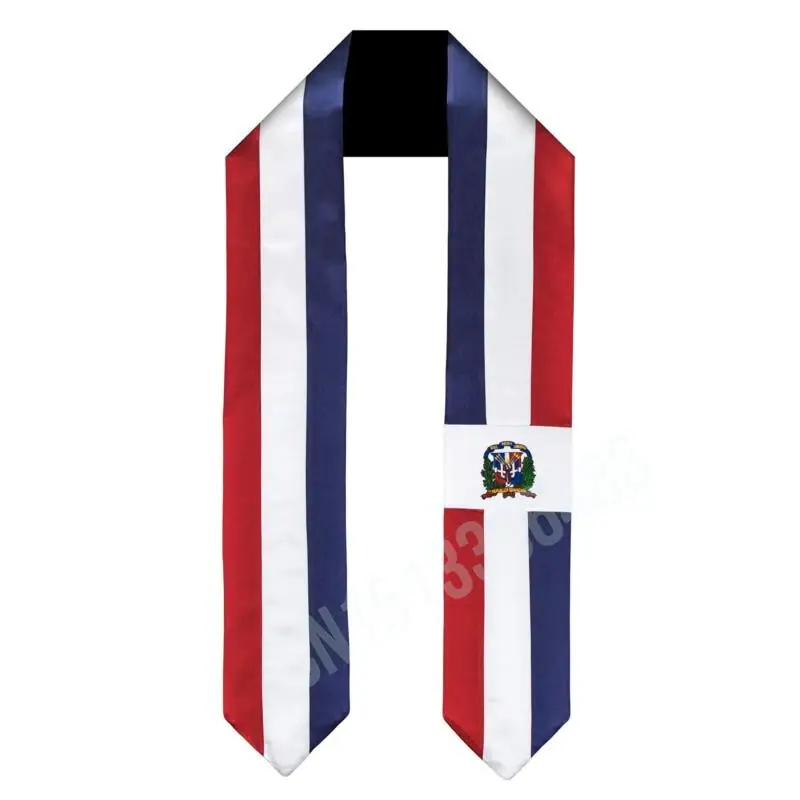 

Dominican Republic Flag Scarf Top Print Graduation Sash Stole International Study Abroad Adult Unisex Party Accessory