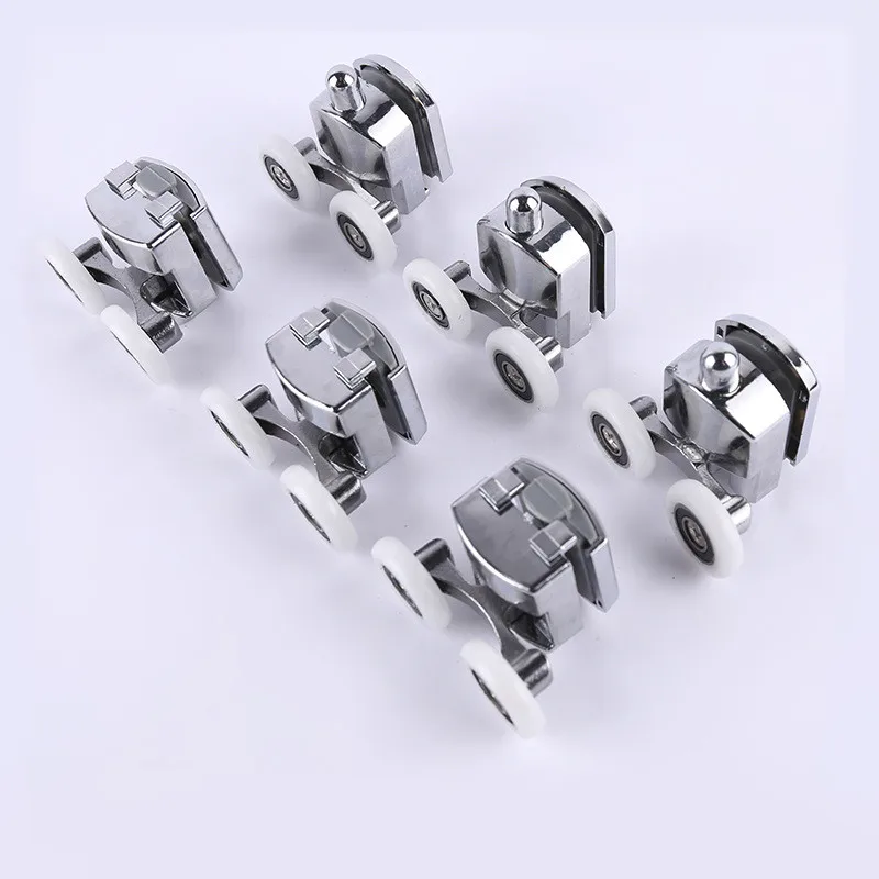 4pcs/set 23/25/27mm shower Pulley Wheels Brass Zinc Alloy Bearing Hardware Sliding Door Roller Shower Room Cabin Accessories