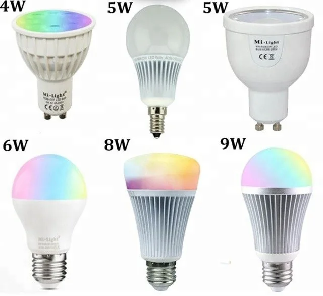 

Dimmable 2.4G wireless Mi Light GU10 E14 E27 Lamp 4W 5W 6W 9W RGBW RGBWW RGB+CCT Smart Led Bulb Spotlight 85-265V