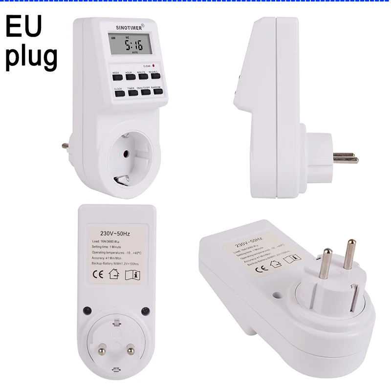 SINOTIMER German socket Household European Plug Timer Switch 230VAC Programmable Kitchen Timer Outlet Switch