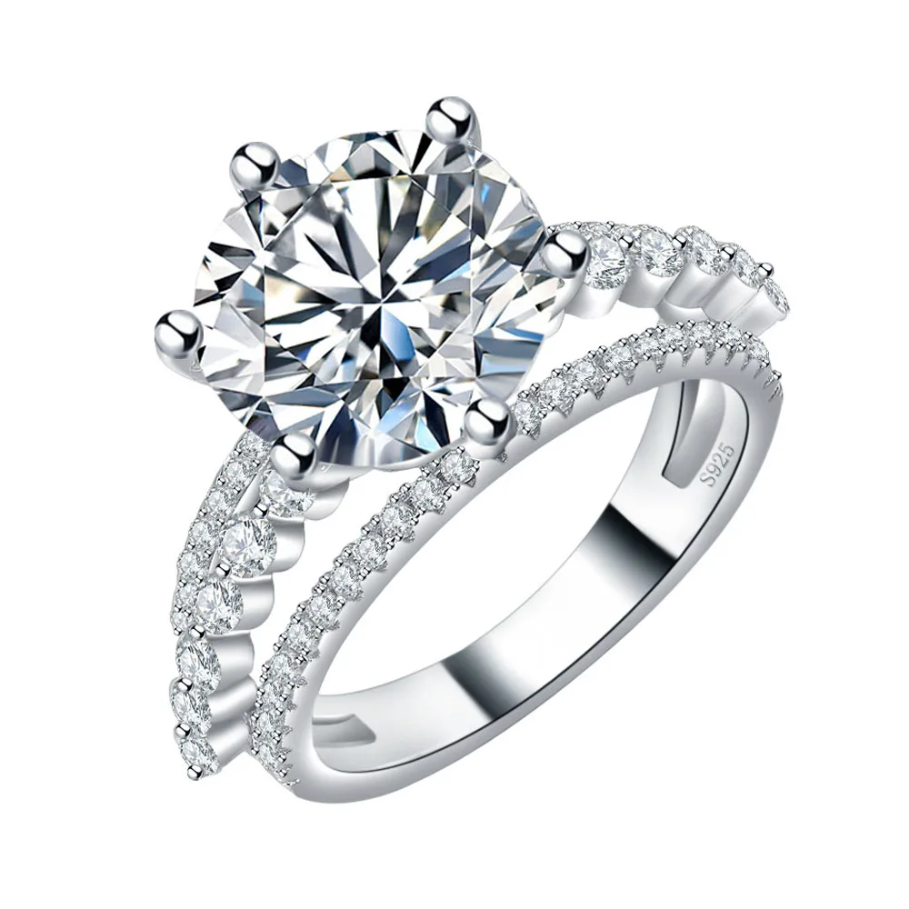 5CT Moissanite Engagement Ring for Women Round Cut D Color VVS Lab Diamond 925 Sterling Silver Wedding Band Fine Jewelry Gifts