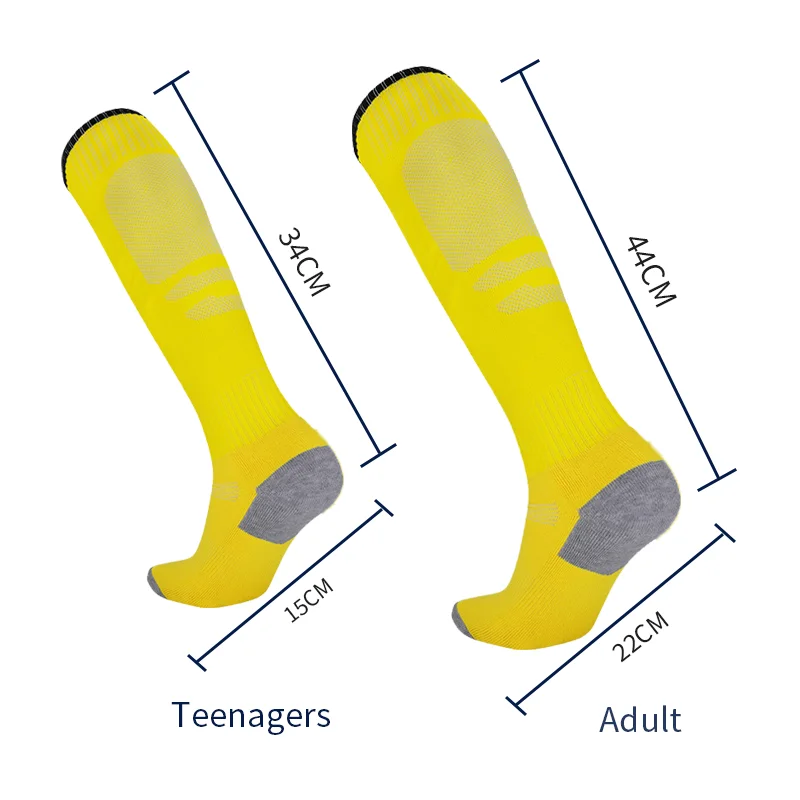 Calcetines antideslizantes de fútbol para hombre, medias atléticas de cojín grueso, antideslizantes sobre la pantorrilla, béisbol, Rugby, blanco, negro, azul