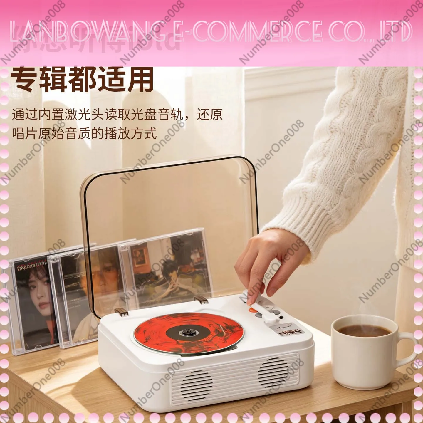 Retro Portable CD Player Bluetooth-compatible Wireless Speaker Boombox HiFi Audio Gift
