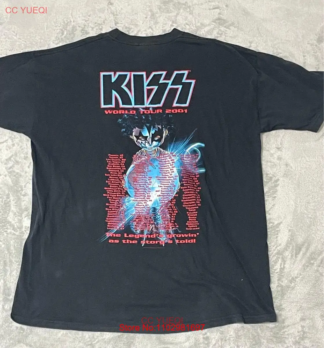 Band T shirt KISS farewell tour 1973 2001 world tour vintage XL black No.yp785