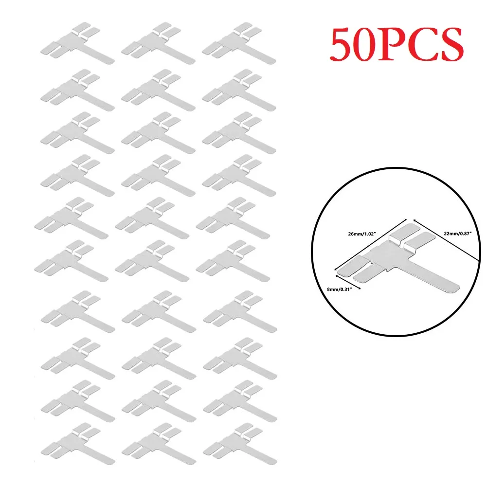 50pcs T Type Nickel Plated Steel Strap Strip Sheets For Spot Welding In High-Drain Packs And Power Tool Cells