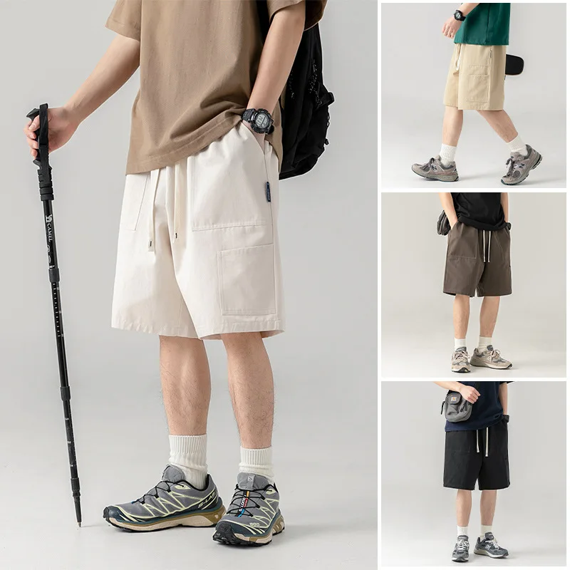 

Y2k Harajuku Fashion Cargo Shorts Men Summer New Japanese Thin Sports Casual Pants Men's Large Pockets Loose Five Quarter Pants