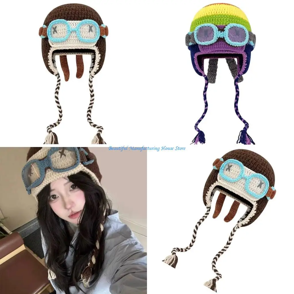 

E56A Cartoon Winter Earflap Hat Knitted Size Most Unisex Gift