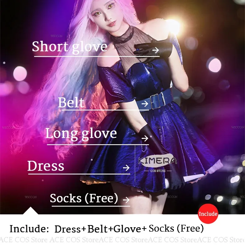 

Anime ALIEN STAGE Mizi Cosplay Costume IDOL Performance Clothes Halloween Women Blue Dress Costume Party Girls Singing Outfit