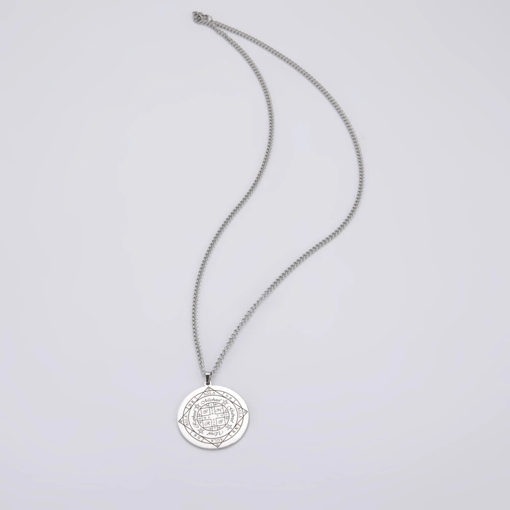 VASSAGO Archangels Sigil Talisman Pendant Necklace Stainless Steel Seal of the Archangel Michael/Gabriel/Raphael/Uriel Amulet