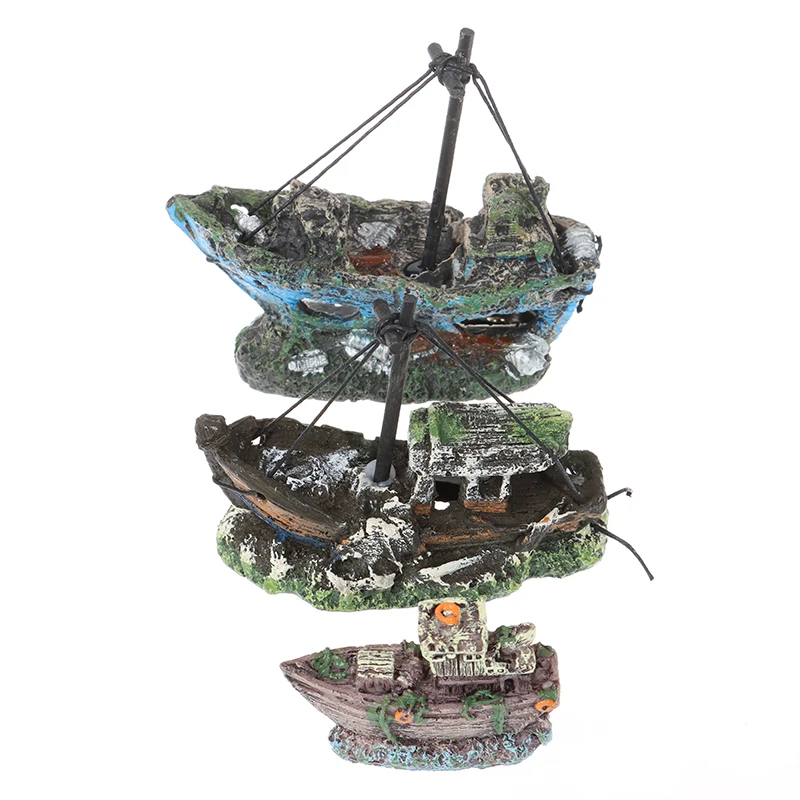 

1pcs Resin Decorative Pirate Boat Aquarium Decorative Boat