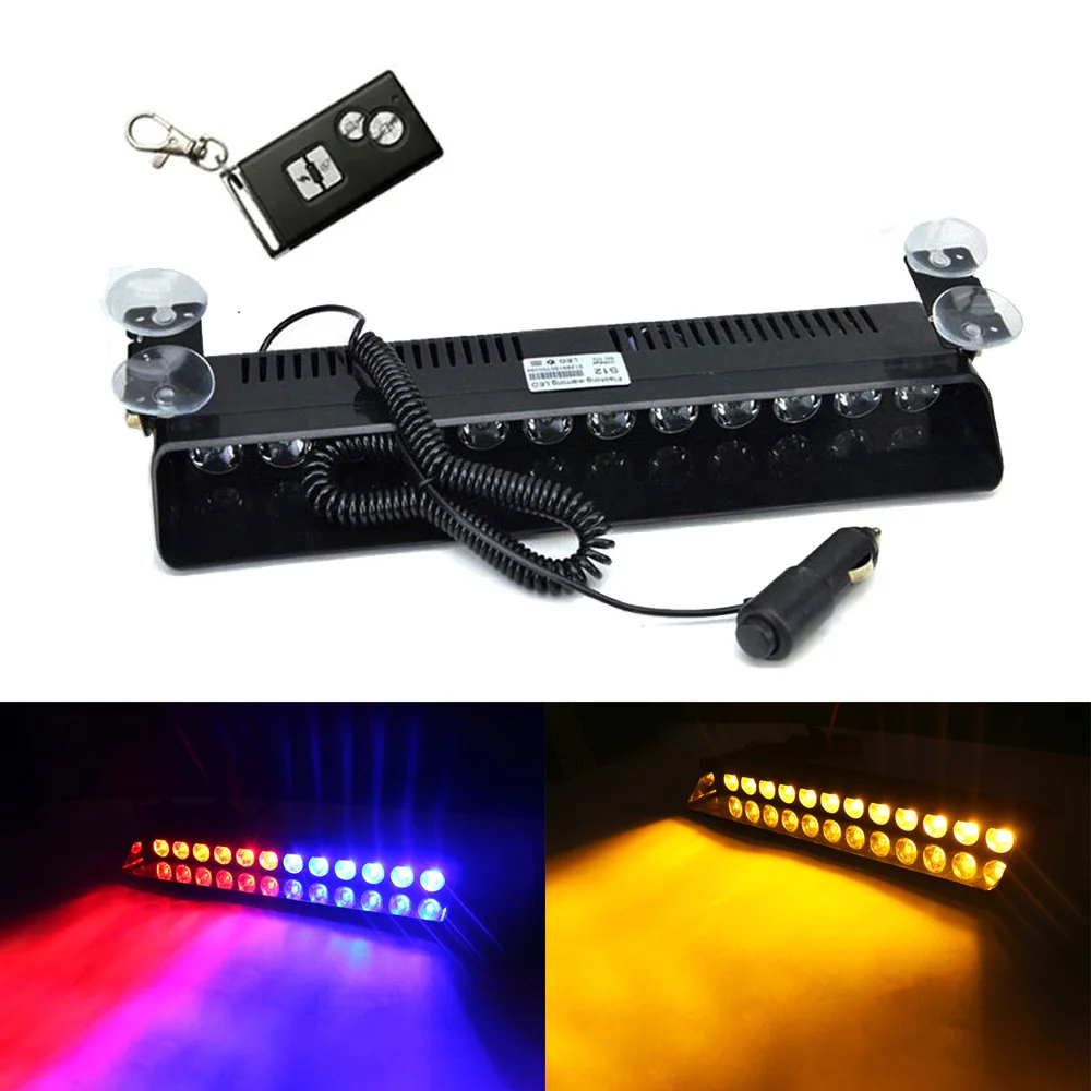 12LEDS Flashing Warning Light Car Windshield Signal light Flasher Vehicle Police Emergency lights Strobe Light Universal