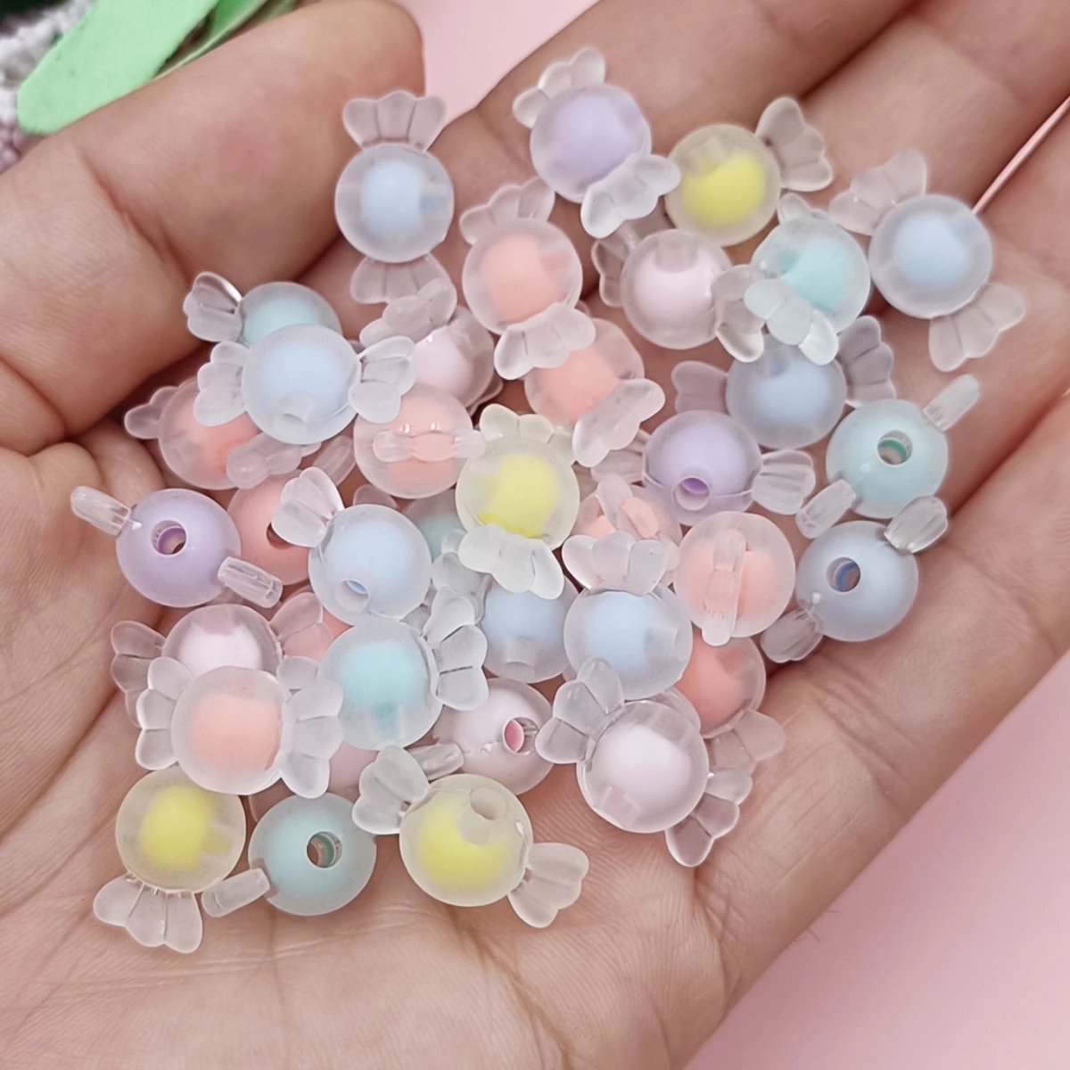 20Pcs 17mm Frosted Sandwich Candy Beads DIY Crafts For Necklace Bracelet Jewelry Making Handcrafted