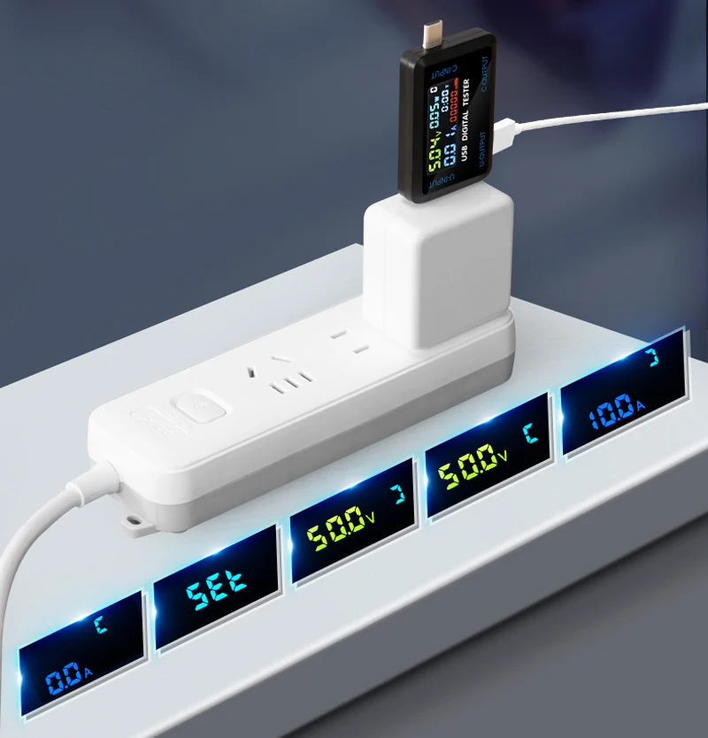 10 in 1 digital display USB Type-C Current Voltage Meter Charger Capacity Battery tester DC 4.5-36V 0-8A Ampere-volt Doctor