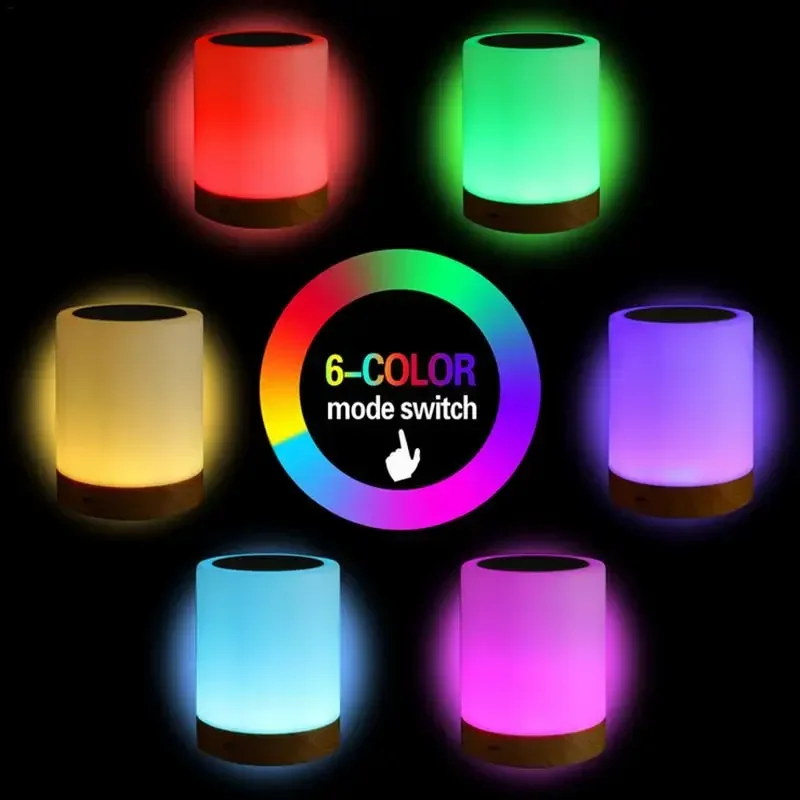 مصباح ليلي LED قابل لإعادة الشحن ، ضوء ليلي مبتكر صغير ، مصباح تمريض جانبي ، طاولة قابلة للتعديل ، 6 ألوان