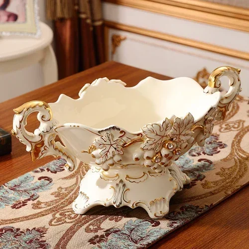 أطباق فاكهة مزخرفة أوروبية مرصعة بالألماس لغرفة المعيشة #6