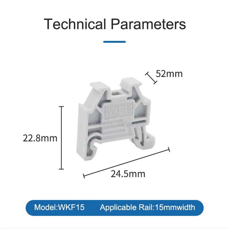 10Pcs WKF 15 Direct End Clamp For 15mm Wide DIN Rail Fixing Terminal Block Mount Clip Free Installation WKF15 End Stop Bracket