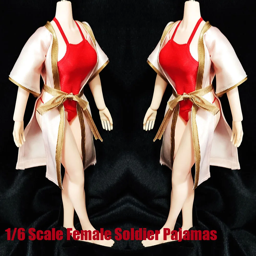 1/6 Scale Female Soldier Pajamas Sexy Lace Up Satin Nightdress Sleepwear Lingerie Accessory For 12'' Action Figure Model Toys