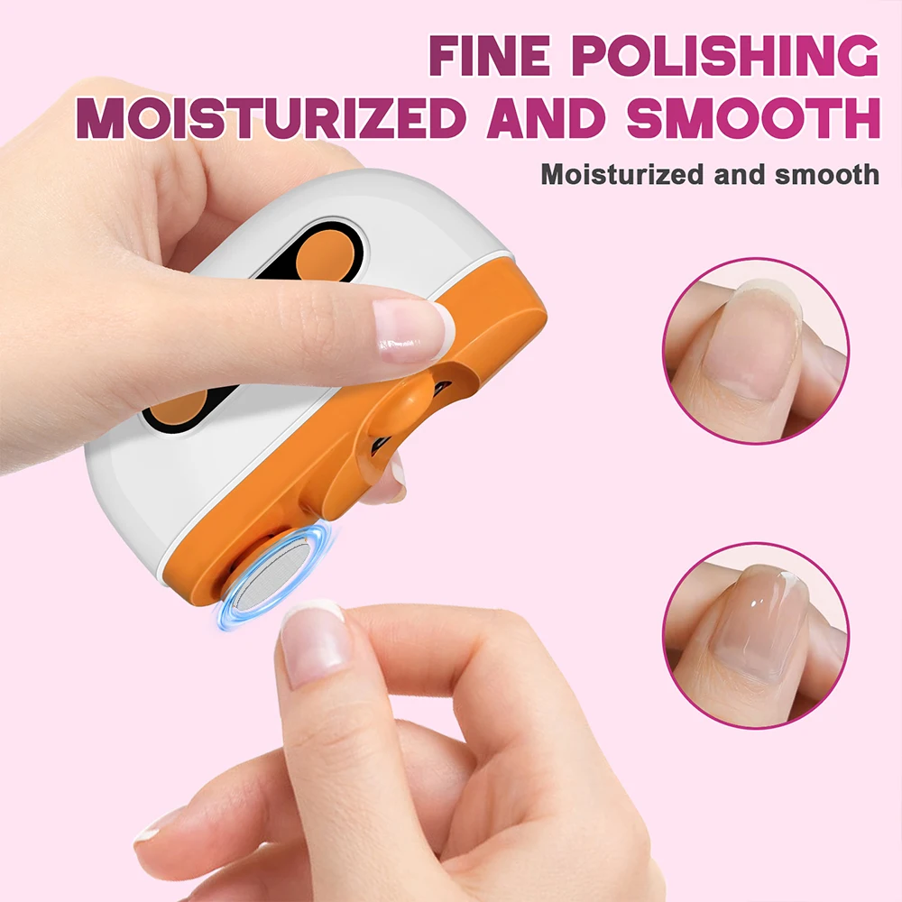 Electric Nail Trimmer with LED with 3 Speed Adjust Nail Grinding Polished Nail Clipper Manicure for Baby Adult Mini Nail Care