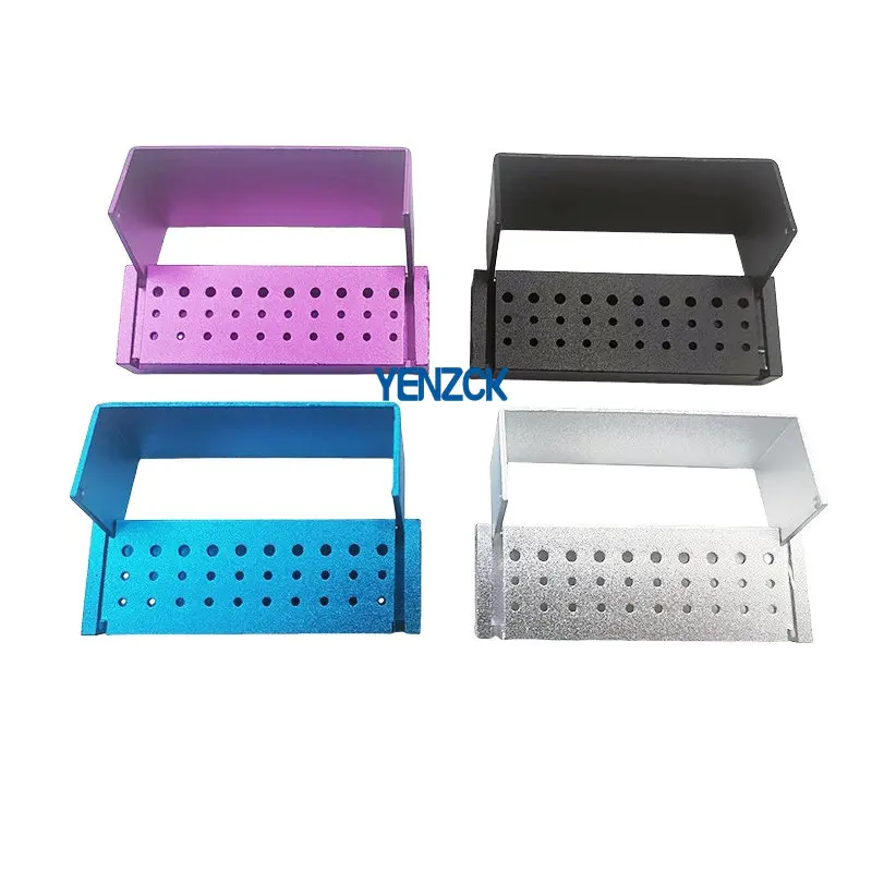 30 Holes Dental Aluminium Bur Drills Stand Block Disinfection Box for High and Low Speed Handpiece Burs