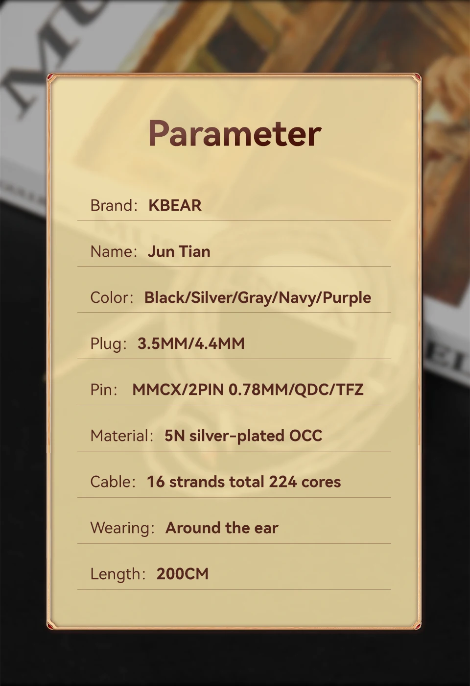 KBEAR JunTian Chord 2 Meter 16 Kerne versilbert OCC HiFi Kopfhörer Upgrade Kabel 2PIN/QDC/MMCX/TFZ Für EDX Pro ZSN CRA NULL – Detail 8