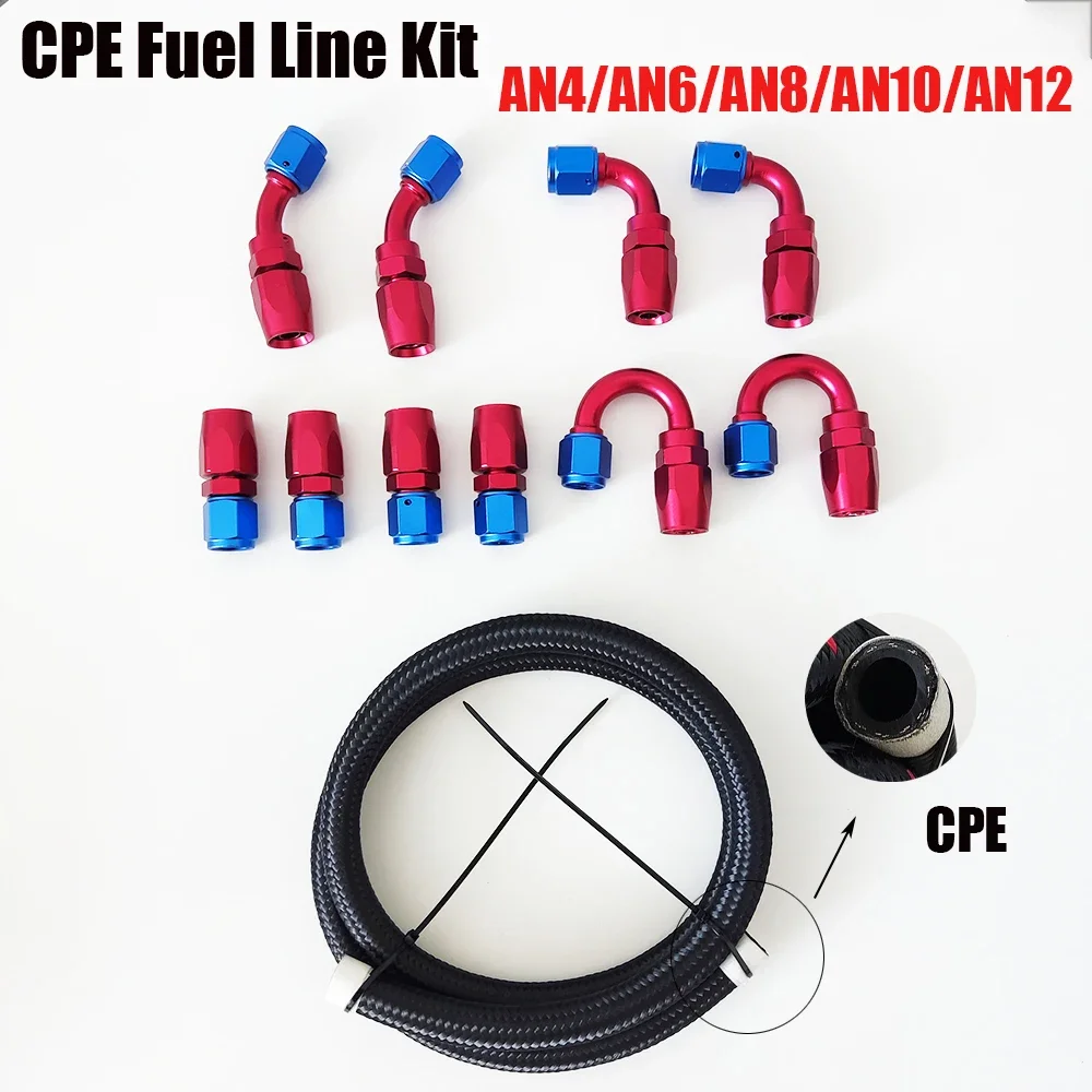 Nylon weave CPE Brake Hose E85 Car Fuel Oil Turbo Cooler Line Pipe Tube Swivel Hose End Fittings Universal AN4/AN6/AN8/AN10/AN12